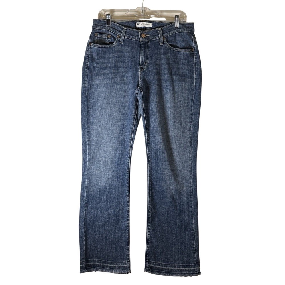 Levi's Women Jeans 529 Curvy Bootcut Med Wash Mid Rise Raw Hem Denim 12S 31/30